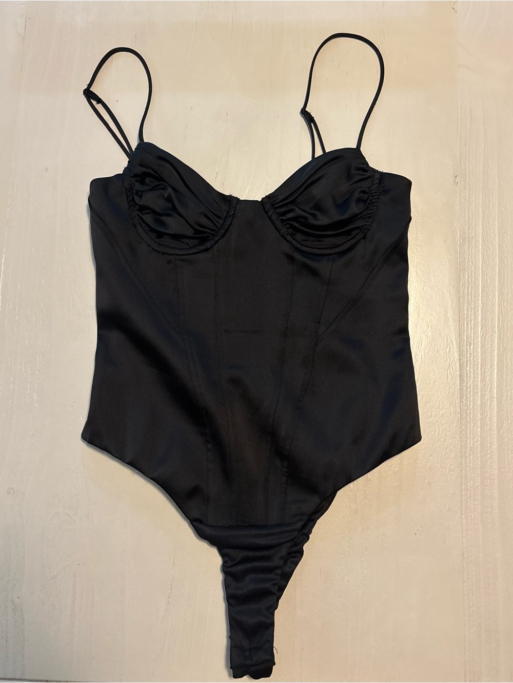 Zara Black Satin Bodysuit